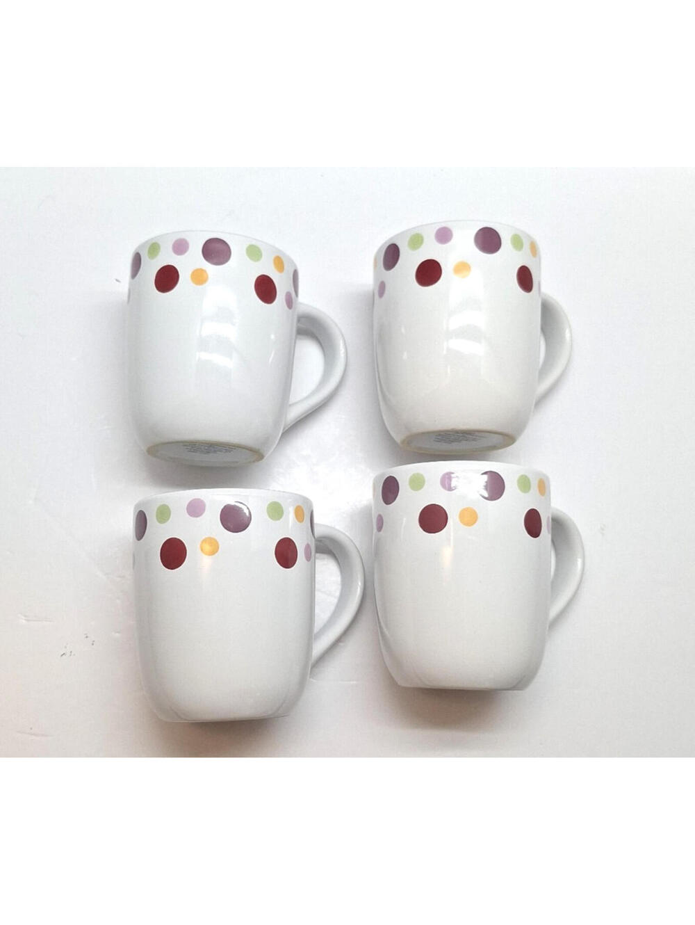 Set of 4 Pampered Chef Simple Additions Polka Dots Coffee Mugs Cups #1208C
